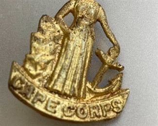 WWII Rare Cape Corps Cap Badge Metal Gold Tone South African Military