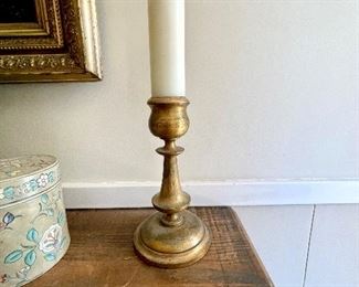 One of a pair wooden candle holders 