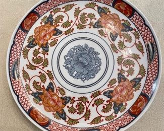Peony plate, one of a set of three