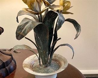 Italian metal painted ornamental flowers