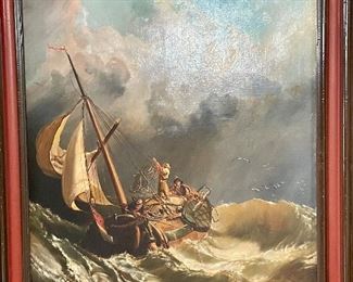 19th Century ship painting restored