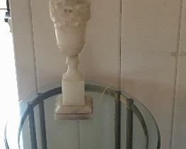 Mastercraft Tables (2) White Alabaster Carved Marble Lamps (2) 