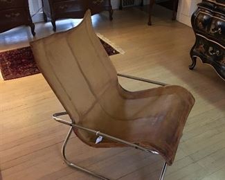 Mid Century Modern Takeshi Nii Suede Folding Lounge Chair 