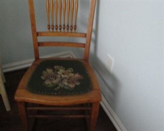 Vintage rocker with needlepoint seat