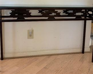 Powdercoated Southwest Design Sofa/Entry Table w Glass Top