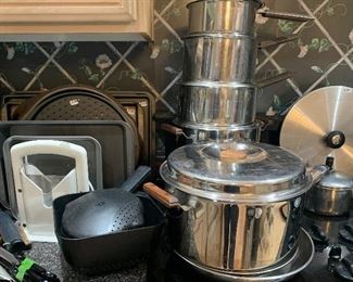 Assorted Kitchen, Pots & Pans, Bakeware, Serving, China, Glassware and more...