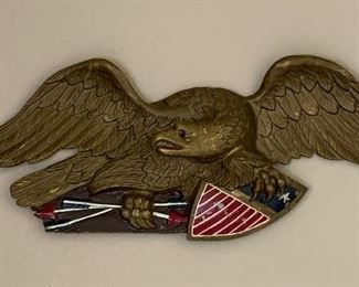 Vintage Metal American Eagle Holding Arrows and Union Sheild