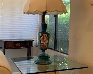 Italian Travertine w Glass Top Coffee Table and End Table