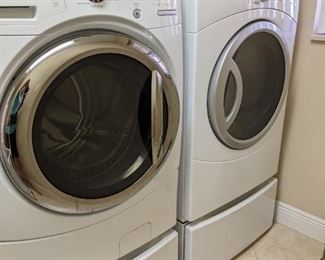 GE washer and dryer with stands, great condition