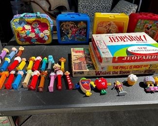 Retro lunch boxes and toys