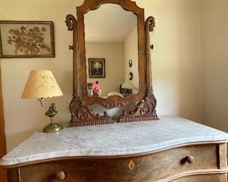 Victorian dresser with ornate mirror
