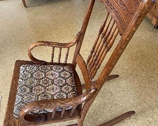 Oak press-back rocker