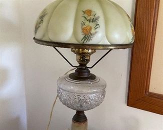 Antique oil lamp, electrified