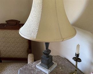 Bronze lamp with marble base