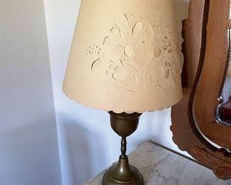 Brass table lamp with paper shade