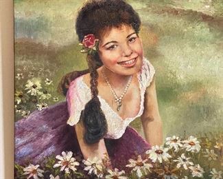 Portrait of young woman with flowers