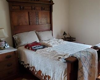 Victorian Eastlake high-back bed