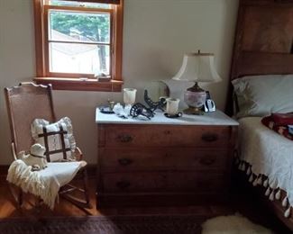 Marble top 4-drawer low chest or dresser