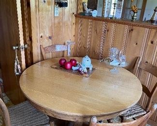 Round kitchen table with rush seated chairs