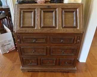 Antique Drop Front Desk with 5 Drawers