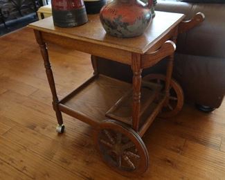 Antique Oak Serving Tea Cart