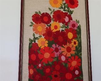 Midcentury Floral Embroidery Picture   