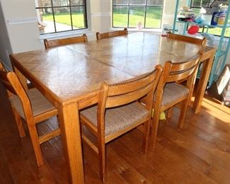 Kitchen Table with 6 Chairs and 1 Leaf - 18" Leaf in Table