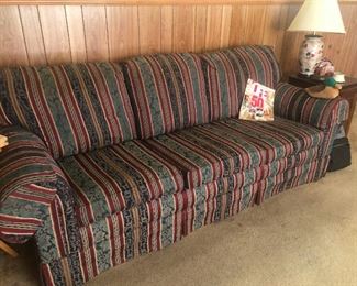 sofa of the striped variety