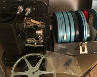 vintage Bell & Howell projector with reel-to-reels