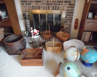 Wicker baskets and collectibles