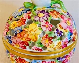 Item 10:  Herend Flower Reticulate Trinket Dish:  $75