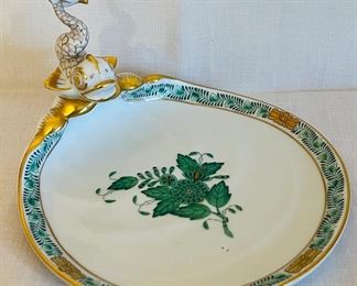 Item 12:  Vintage Hand-Painted Herend Koi Fish with Green Chinese Bouquet Place Card Holder:  $40