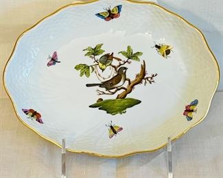 Item 5:  Herend Rothschild Bird and Butterfly Pattern Oval Dish - 7.75": $145
