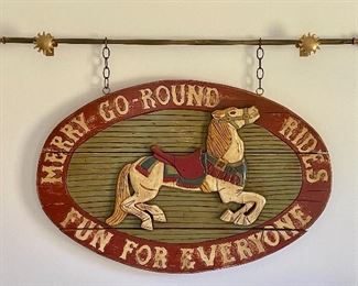 Item 41:  Carved & Painted Merry Go-Round Sign - 36" x 24":  $150