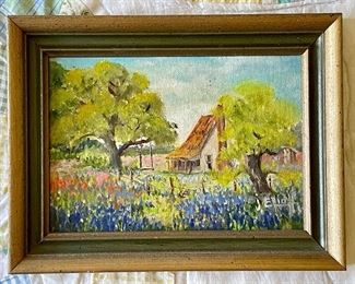Item 42:  Oil on Board Signed J. Elliott - 8.5" x 6.5":  $48