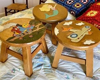 Item 59:  (3) Vintage Children's Stools - 12" x 10":  $24/Each