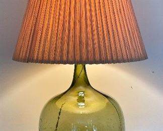 Item 64:  Antique  Handblown Glass Bottle Lamp - 34": $125