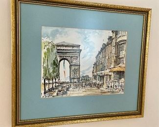Item 83:  Champs Elysees Watercolor - 12" x 10.5":  $65