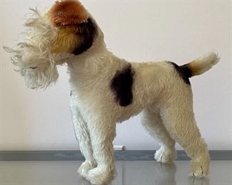 Item 89:  Vintage Stuffed Terrier with Glass Eyes (may be Steiff), nice vintage condition - 14": $65