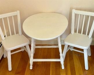 Item 91:  Child's Wood Chairs and Small Drop Leaf Table:  $48