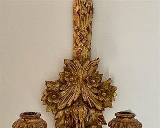 Item 92:  Vintage Pair of Gilt Candle Sconces - 21.5": $68