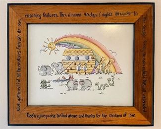 Item 100:  Noah's Ark Framed Art - 18.5" x 15.5":  $38