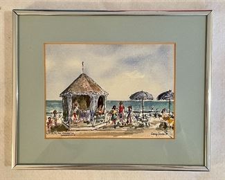 Item 112:  "Gazing by the Gazebo at Popponisset" Watercolor by George Jacobs - 10.25" x 8.25": $45