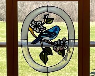 Item 114:  Stained Glass with Blue Jay:  $32  