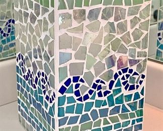Item 128:  Mosaic Tile Hurricane Candle Holder - 5.25" x 9":  $32