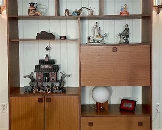 Item 129:  MCM Bookshelf/Desk with Drawers and Storage - 60"l x 15"w x 70"h:  $475