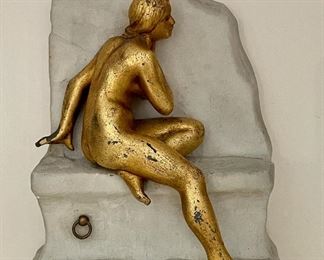 Item 130:  Marble Bookend with Gold Figure - 6.5":  $16