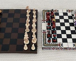Item 135:  Chess Set (left):  $18  (SOLD)                                                                                    Item 136:  Terra Cotta Chess Set (right):  $22