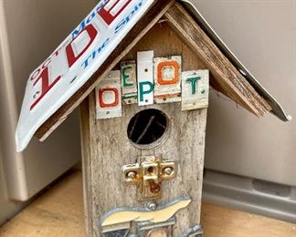 Item 143:  Reclaimed License Plate Birdhouse: $28