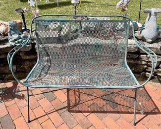 Item 146:  Green Metal Garden Bench - 44.5"l x 16.5"w x 32"h:  $95